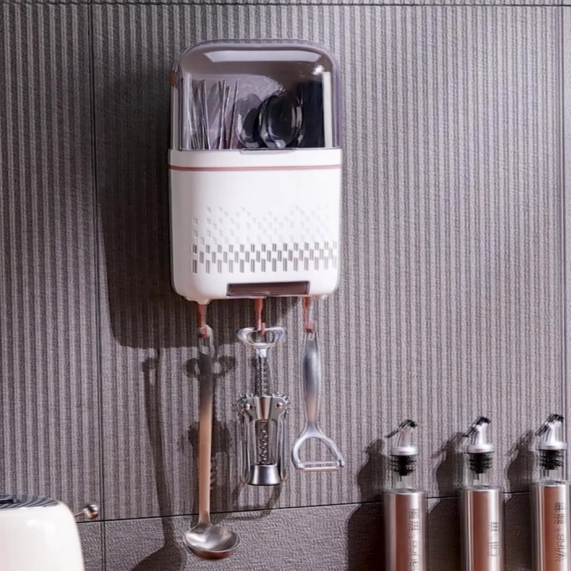 Creative Wall-mounted Hollow Drain Chopstick Cage Multifunctional Storage Rack Rag Rack Knife Holder for Kitchen Supplie - Images 5