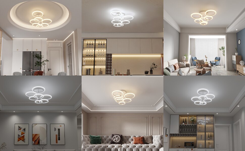 Đèn Led Âm Trần Hiện Đại Đèn Điều Khiển Từ Xa Thông Minh Vô Cấp Mờ Đèn Chùm 120W Đèn Ốp Trần Cho Phòng Khách Phòng Ngủ Phòng Ăn - Ảnh 8