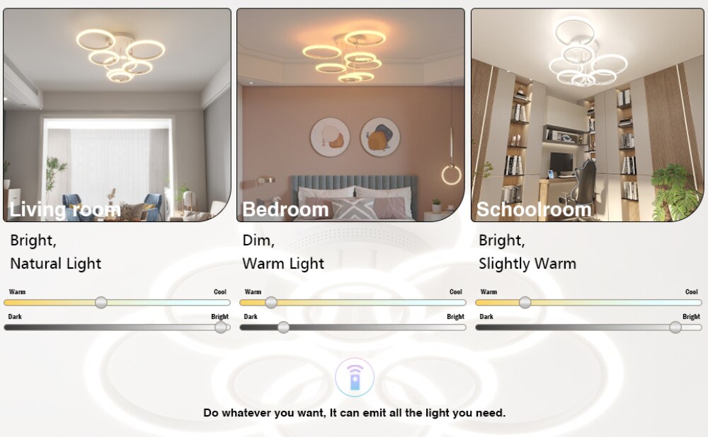 Đèn Led Âm Trần Hiện Đại Đèn Điều Khiển Từ Xa Thông Minh Vô Cấp Mờ Đèn Chùm 120W Đèn Ốp Trần Cho Phòng Khách Phòng Ngủ Phòng Ăn - Ảnh 3