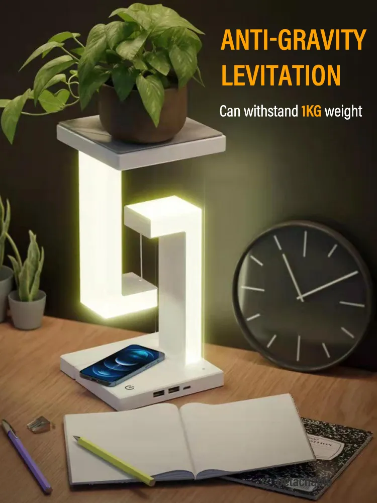 Đèn Ngủ LED Treo Chống Trọng Lực Đèn Ngủ Sạc Không Dây 10W Để Bàn Mờ Cho Phòng Ngủ Đầu Giường Máy Tính Để Bàn Quà Tặng Trang Trí