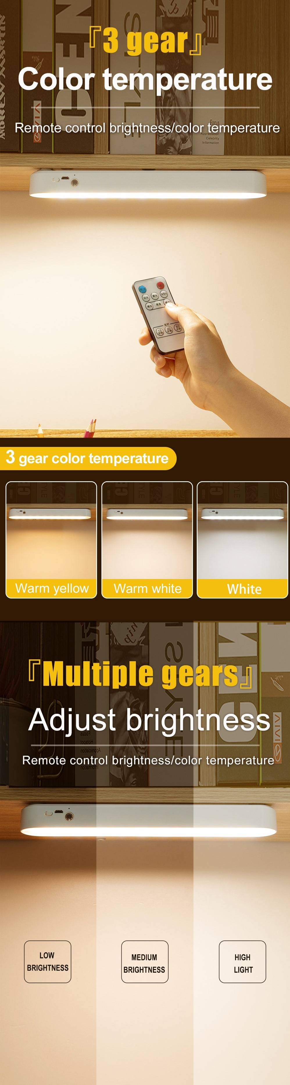 Desk Lamp Office Study LED Lights USB Rechargeable Table Lamp Magnetic Dimming Protect Eyes Bedroom Night Lamp - Images 3