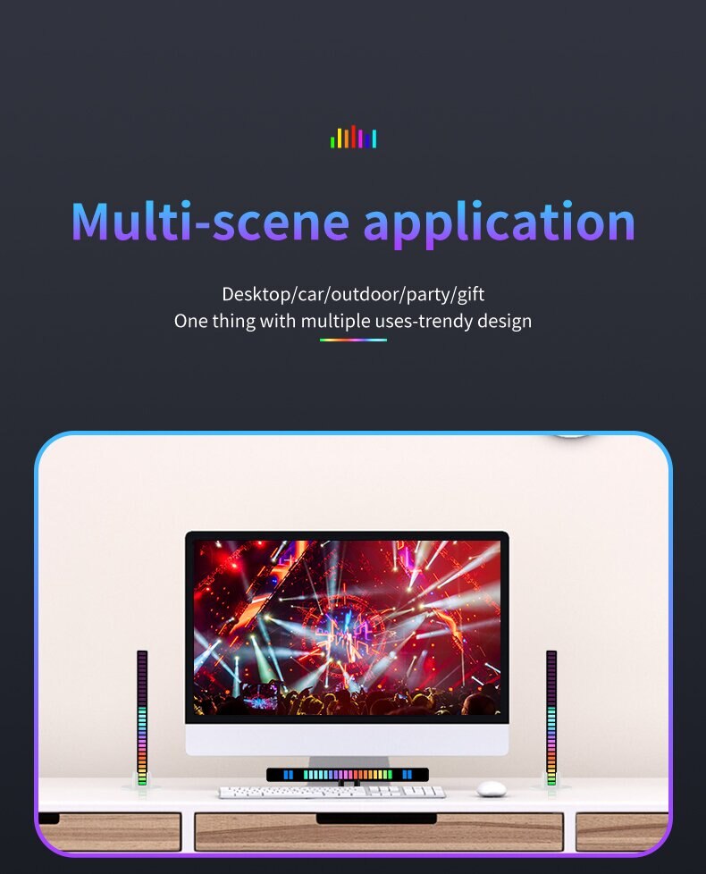 Điều Khiển Âm Thanh RGB Nhịp Điệu Đồng Bộ Ánh Sáng Âm Nhạc Nhiều Màu Sắc Bầu Không Khí Đèn Máy Tính Để Bàn Xe Hơi Cảm Ứng Sáng Tạo Đèn LED Bán Tải - Ảnh 13