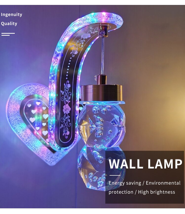 DIY LED Wall Bracket Lights Modern Small Lamp Living Room Decoration Bedroom Nordic Style 20 Colors with Dry Flower - Images 1