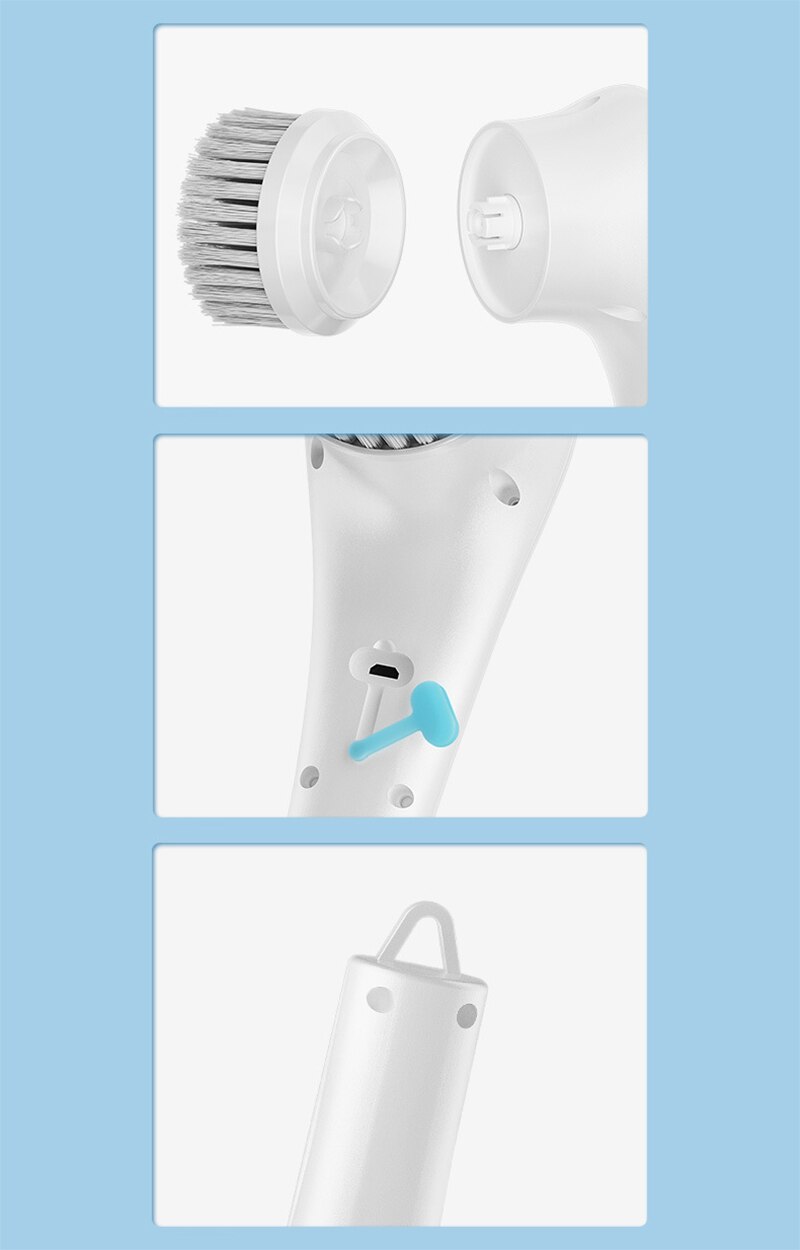 Electric Cleaning Brush 5-in-1 Multi-functional USB Charging Bathroom Wash Tool Kitchen Clean Accessories Easily Dishwashing - Images 14