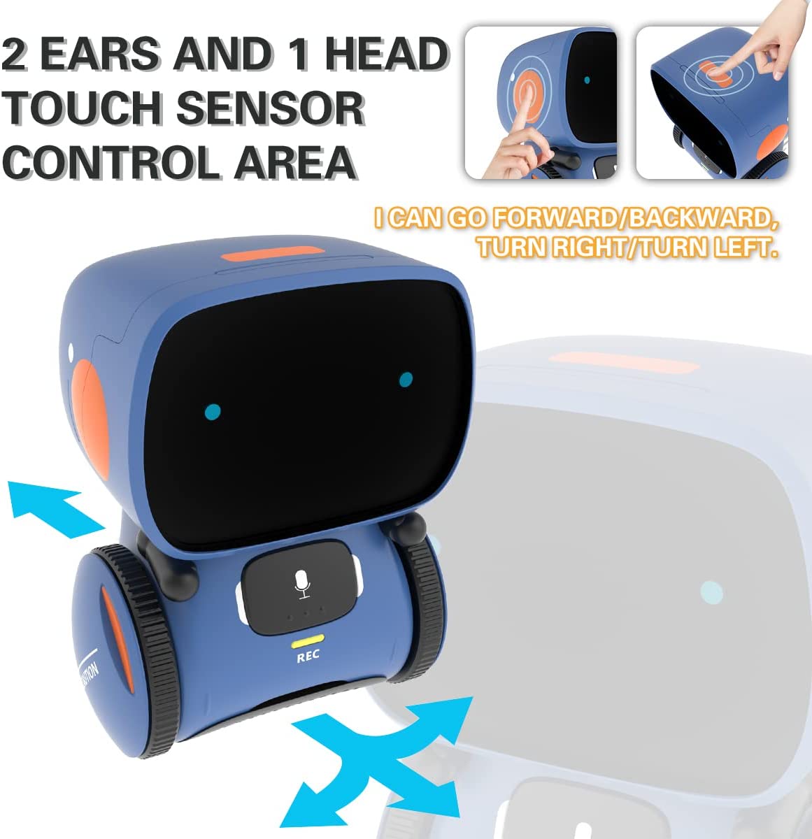 Emo Robot Smart Robots Dance Voice Command Sensor, Singing, Dancing, Repeating Robot Toy for Kids Boys and Girls Talkking Robots - Images 3