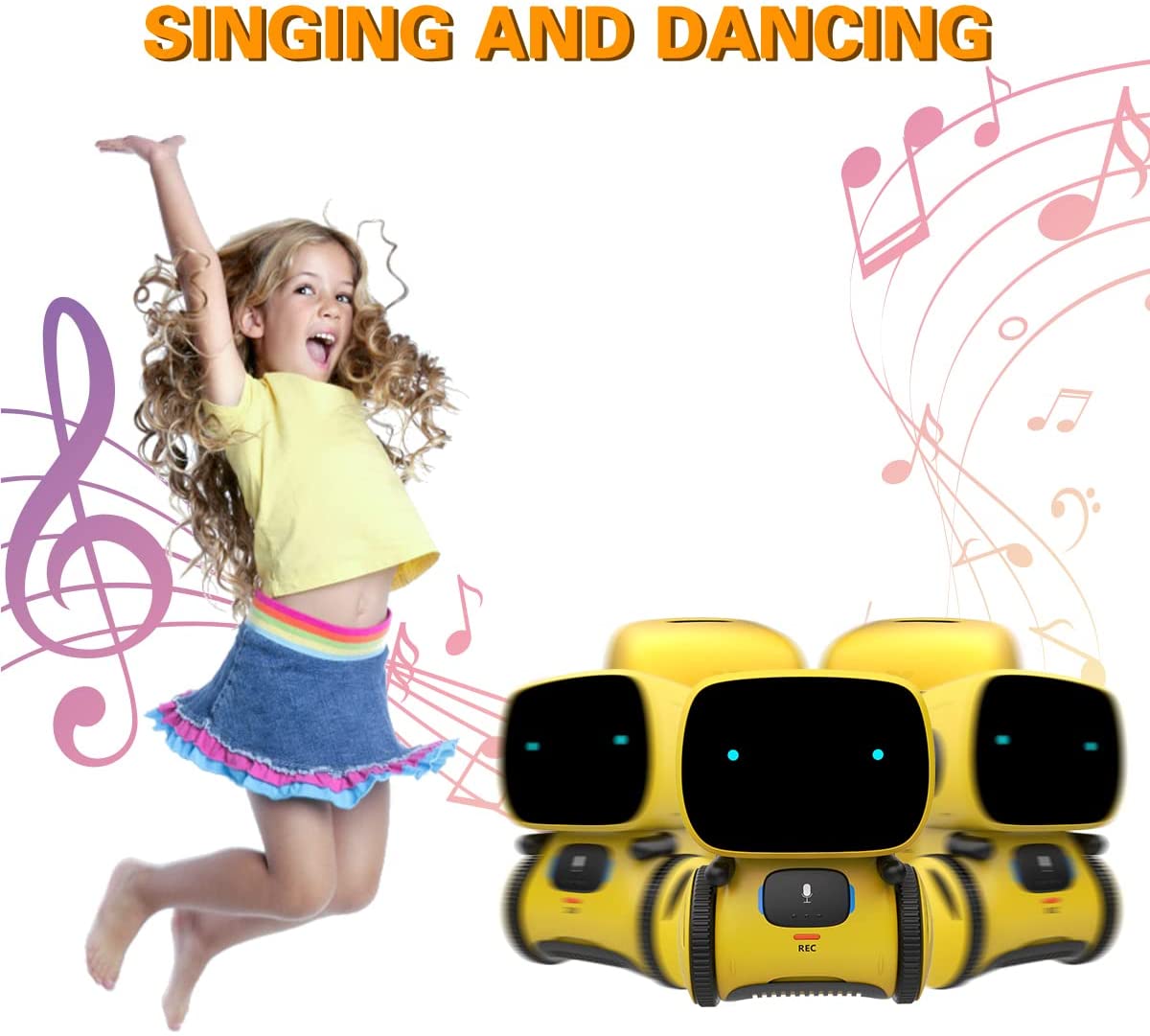 Emo Robot Smart Robots Dance Voice Command Sensor, Singing, Dancing, Repeating Robot Toy for Kids Boys and Girls Talkking Robots