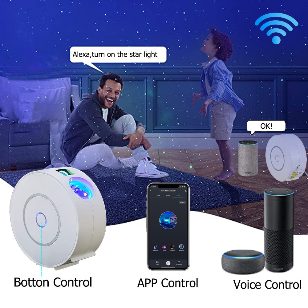 Galaxy Máy Chiếu Ngôi Sao Máy Chiếu Bầu Trời Đầy Sao Đèn Disco Thông Minh Ứng Dụng Điều Khiển Đèn Laser Trang Trí Phòng Ngủ Quà Tặng Không Gian Đèn Ngủ