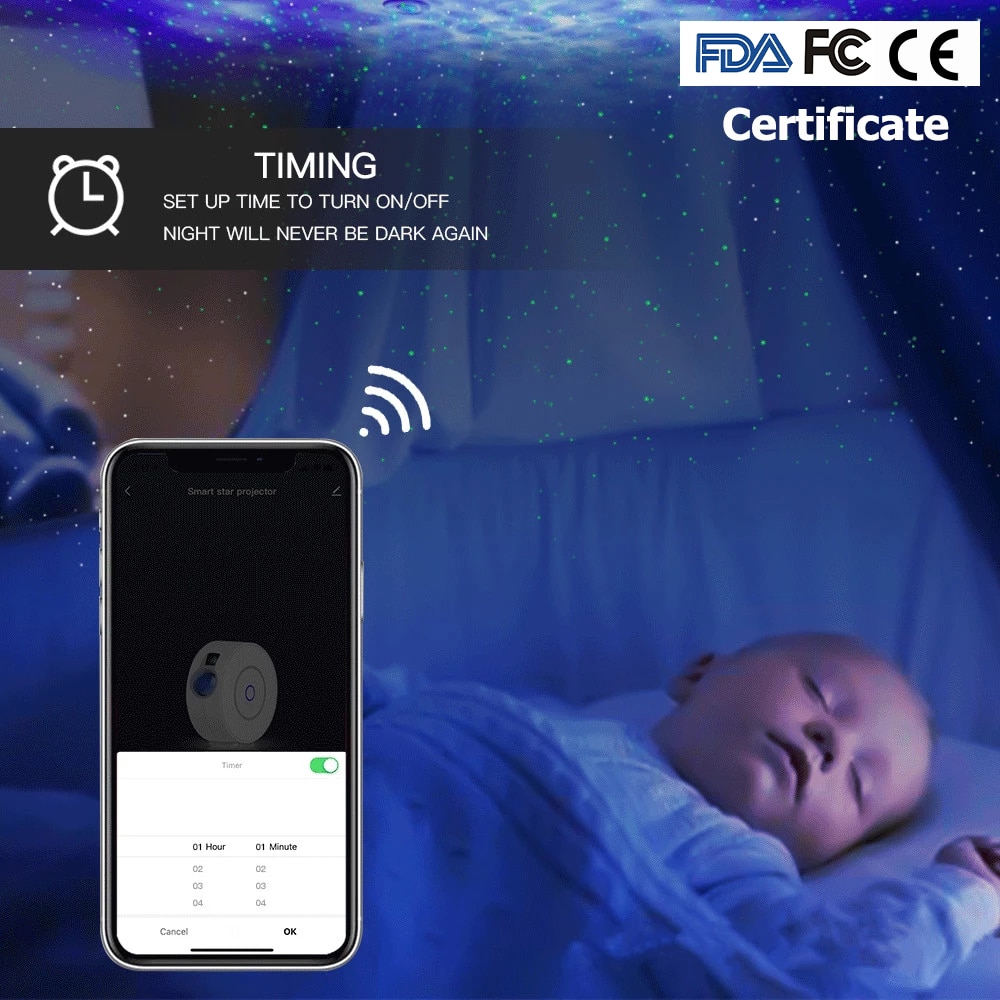 Galaxy Projector Stars Projector Starry Sky Disco Light Smart App Controlled Laser Lamp Bedroom Decor Gift Space Nightlight