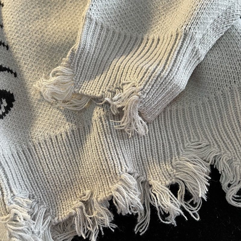 Gothic Letter Pullover Hip Hop Streetwear Bat Skeleton Print New  Knitted Sweater Menautumn Harajuku Cotton Sweater Women 2022 - Images 14