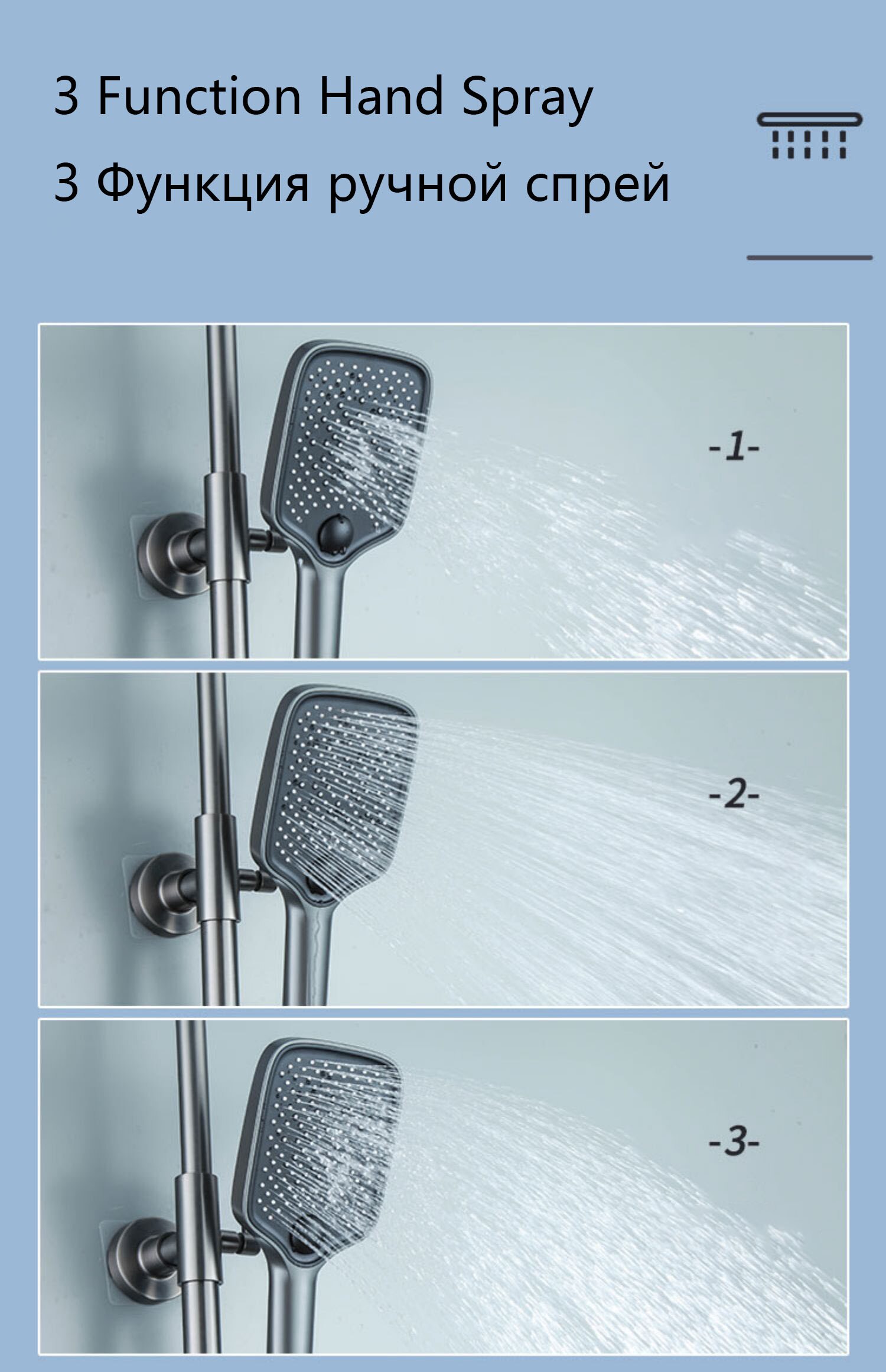 High-end Luxury Temperature Shower Set 4 Way Wall-mounted Bathroom Faucet Brass Rain Shower System Sets Bathtub Mixed Water Tap - Images 7