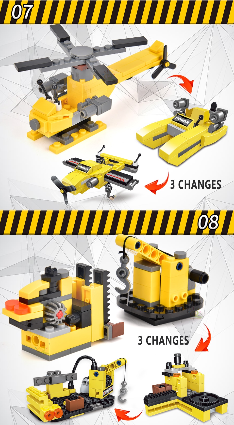 HUIQIBAO TOYS 693pcs 8in1 Engineering Truck Building Blocks Crane Bulldozer Car City Construction Bricks Set For Children Kids - Images 9