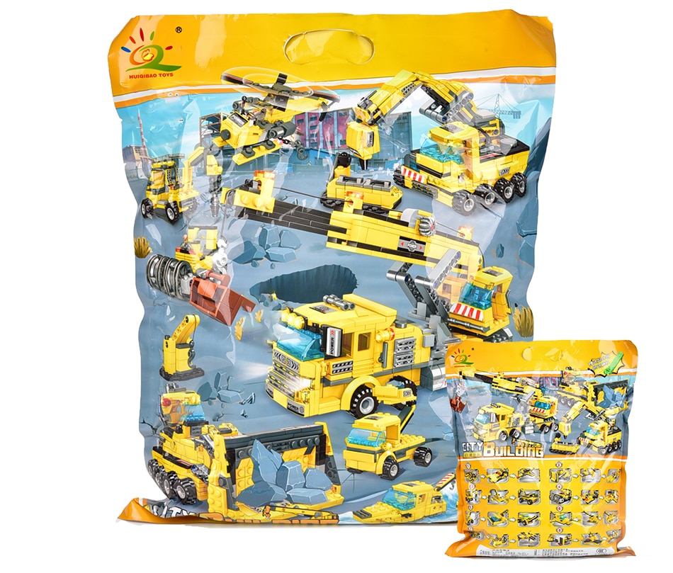 HUIQIBAO TOYS 693pcs 8in1 Engineering Truck Building Blocks Crane Bulldozer Car City Construction Bricks Set For Children Kids - Images 4