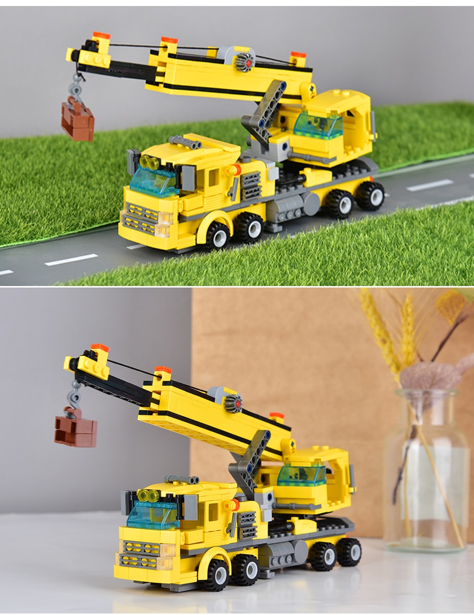 HUIQIBAO TOYS 693pcs 8in1 Engineering Truck Building Blocks Crane Bulldozer Car City Construction Bricks Set For Children Kids - Images 5