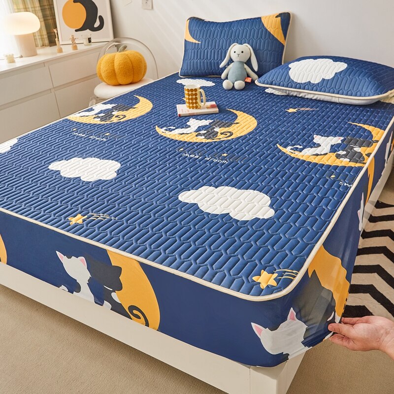 Ice Cool Bed Mat Fitted Sheet Comfortable Latex Summer Sleep Mattress Topper Bedspreads Cover Queen Size Bed Linen for Bedroom - Images 45