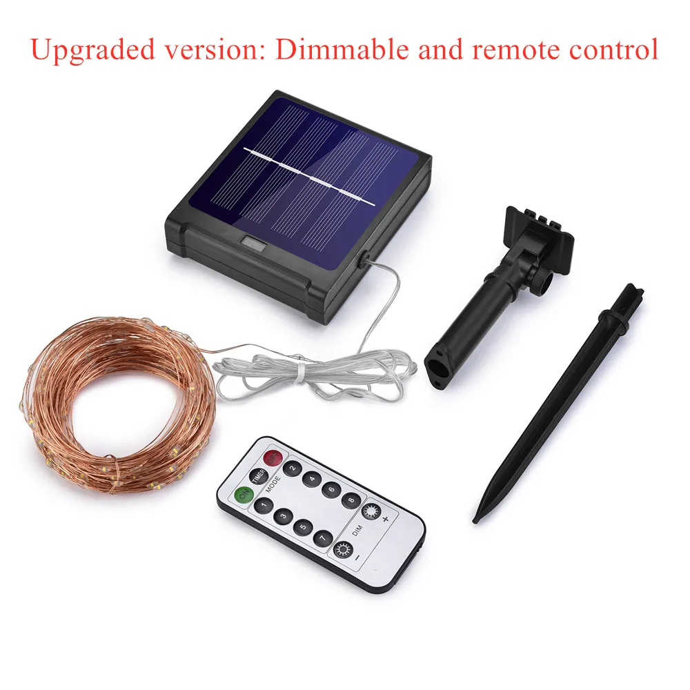 IR Dimmable 11m/21m/31m/51m LED 야외 태양 문자열 조명 요정 휴일 크리스마스 파티 화환 조명 Luz에 대 한 태양 램프