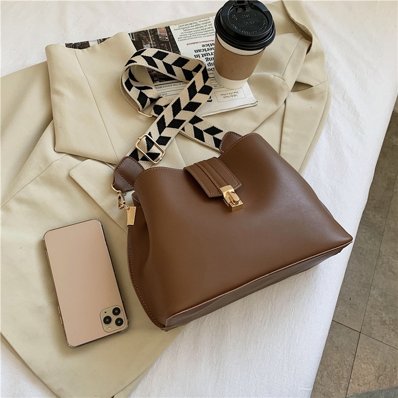 JIN YIDE Vintage Simple Small PU Leather Bucket Crossbody Bag for Women 2023 Designer Fashion Lady Luxury Black Shoulder Handbag - Images 13