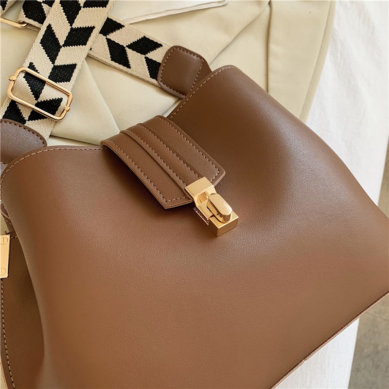 JIN YIDE Vintage Simple Small PU Leather Bucket Crossbody Bag for Women 2023 Designer Fashion Lady Luxury Black Shoulder Handbag - Images 10