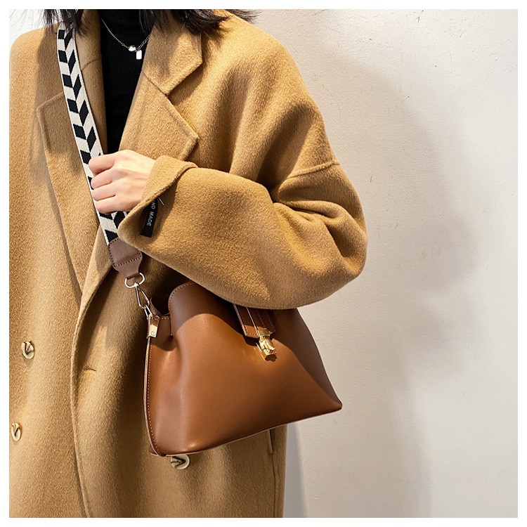 JIN YIDE Vintage Simple Small PU Leather Bucket Crossbody Bag for Women 2023 Designer Fashion Lady Luxury Black Shoulder Handbag - Images 15