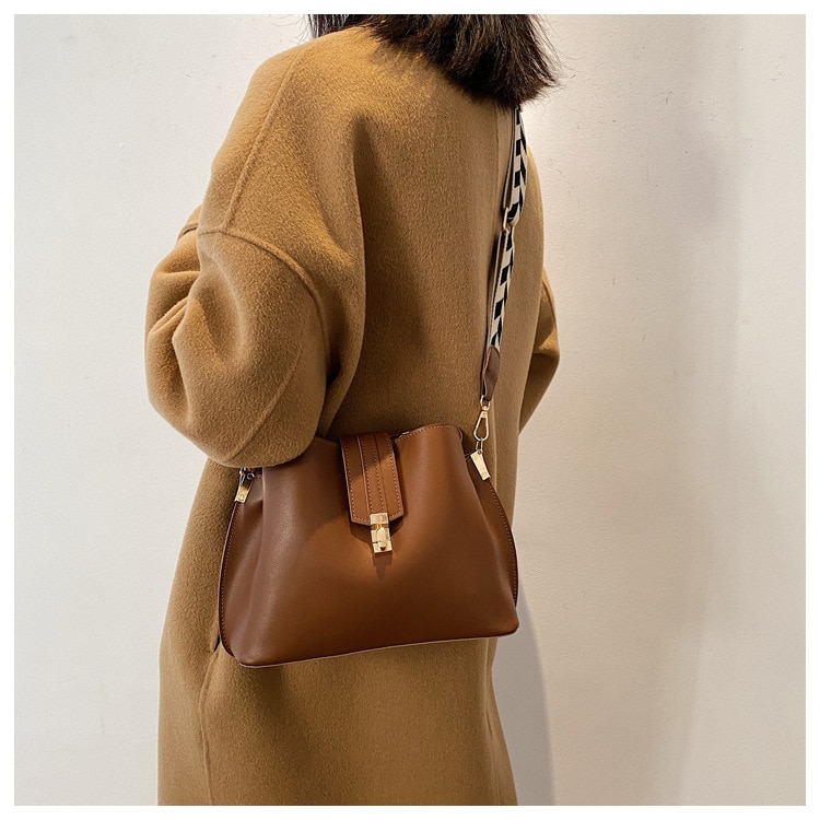 JIN YIDE Vintage Simple Small PU Leather Bucket Crossbody Bag for Women 2023 Designer Fashion Lady Luxury Black Shoulder Handbag - Images 14