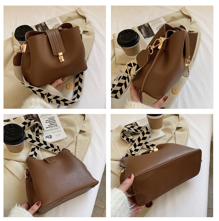 JIN YIDE 여성을위한 빈티지 간단한 작은 PU 가죽 양동이 Crossbody 가방 2023 디자이너 패션 레이디 럭셔리 블랙 숄더 핸드백 - imaget 5