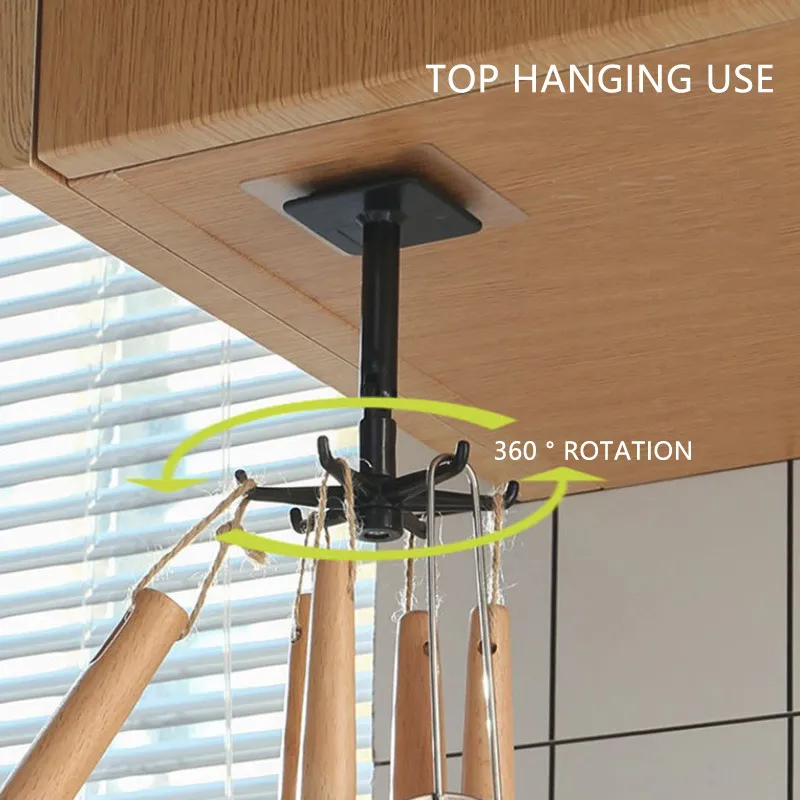 Kitchen Hook Multi-Purpose Hooks 360 Degrees Rotated Rotatable Rack For Organizer and Storage Spoon Hanger Accessories
