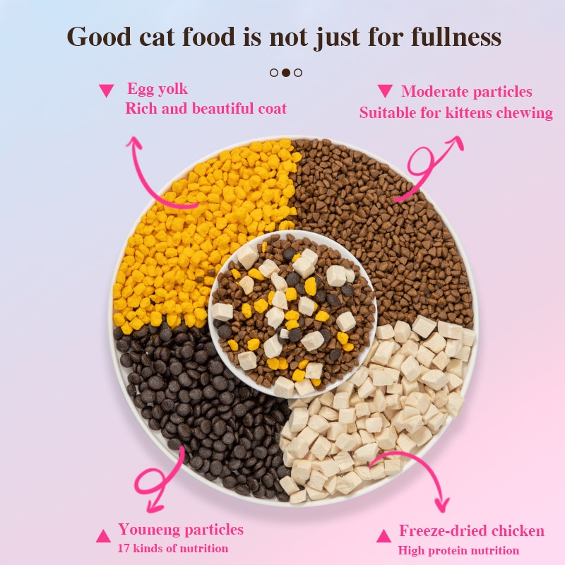 Kitty cat food freeze-dried, crushed and broken, full-price milk cake, chicken, nutrition, fattening and gills 1-12 months