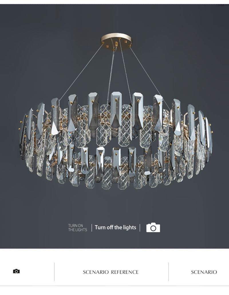 LED Luxury Crystal Chandeliers Lustre Pendant Lights Home Hanging Lighting For Living Dining Room Hotel Decoration Pendant Lamp - Images 12