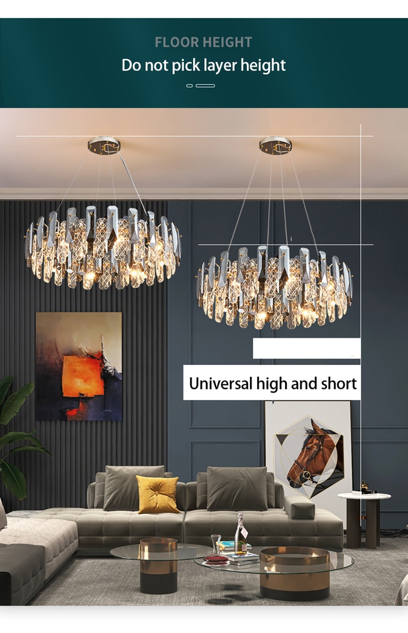 LED Luxury Crystal Chandeliers Lustre Pendant Lights Home Hanging Lighting For Living Dining Room Hotel Decoration Pendant Lamp - Images 2