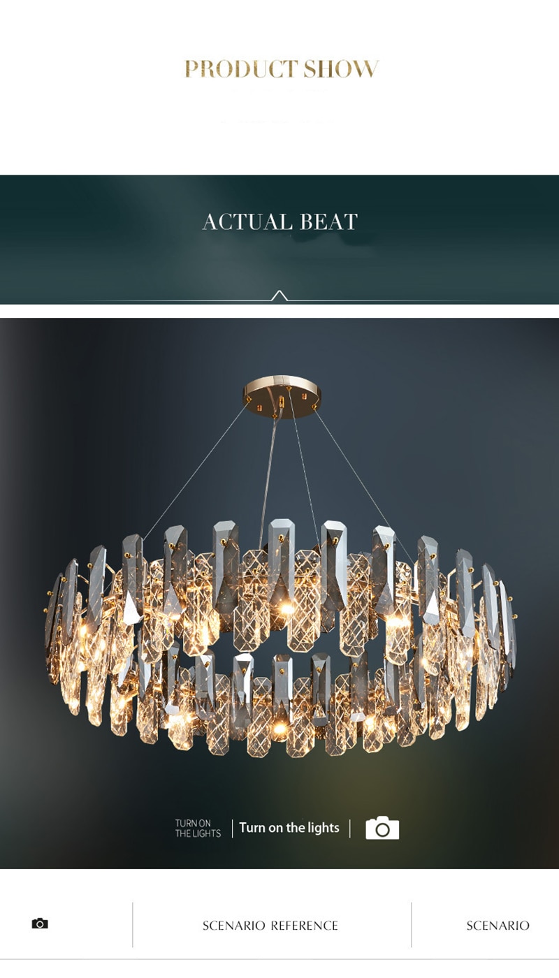 LED Luxury Crystal Chandeliers Lustre Pendant Lights Home Hanging Lighting For Living Dining Room Hotel Decoration Pendant Lamp - Images 11