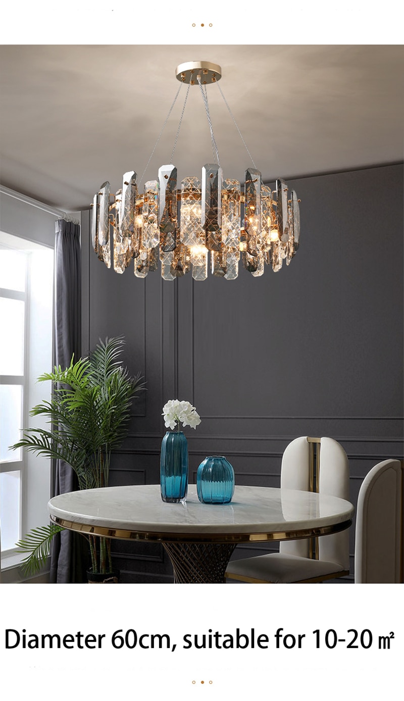 LED Luxury Crystal Chandeliers Lustre Pendant Lights Home Hanging Lighting For Living Dining Room Hotel Decoration Pendant Lamp - Images 9