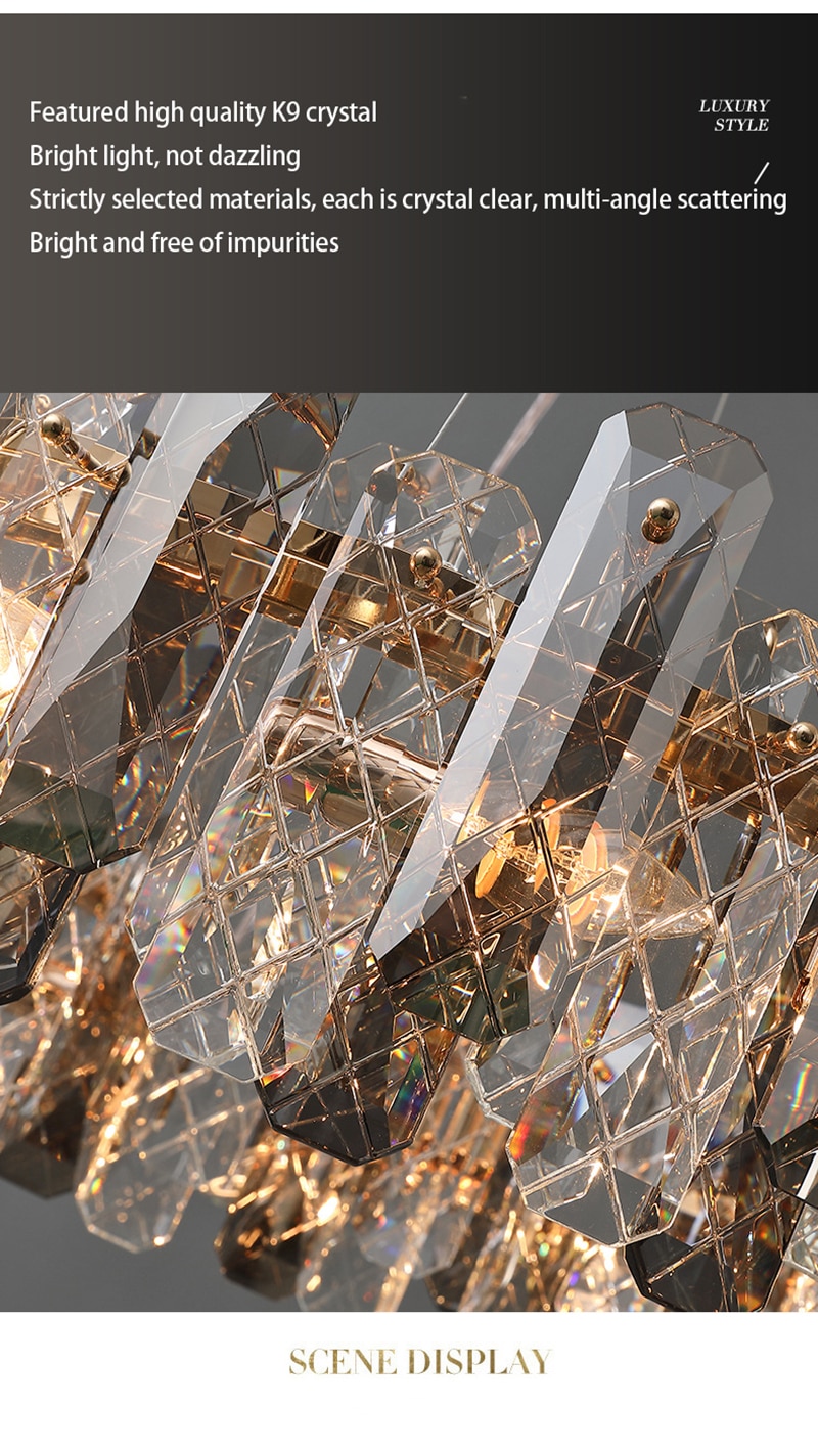 LED Luxury Crystal Chandeliers Lustre Pendant Lights Home Hanging Lighting For Living Dining Room Hotel Decoration Pendant Lamp - Images 4