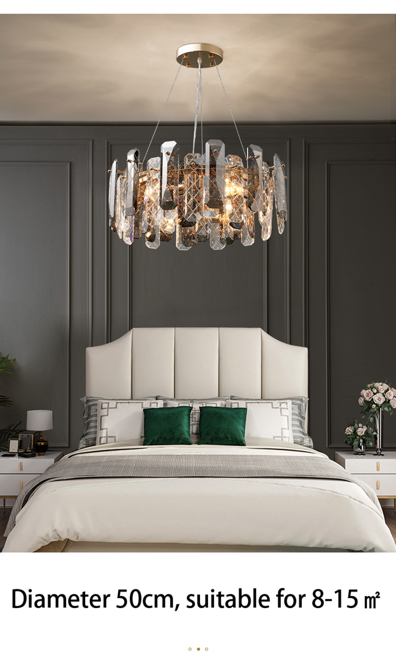 LED Luxury Crystal Chandeliers Lustre Pendant Lights Home Hanging Lighting For Living Dining Room Hotel Decoration Pendant Lamp - Images 10