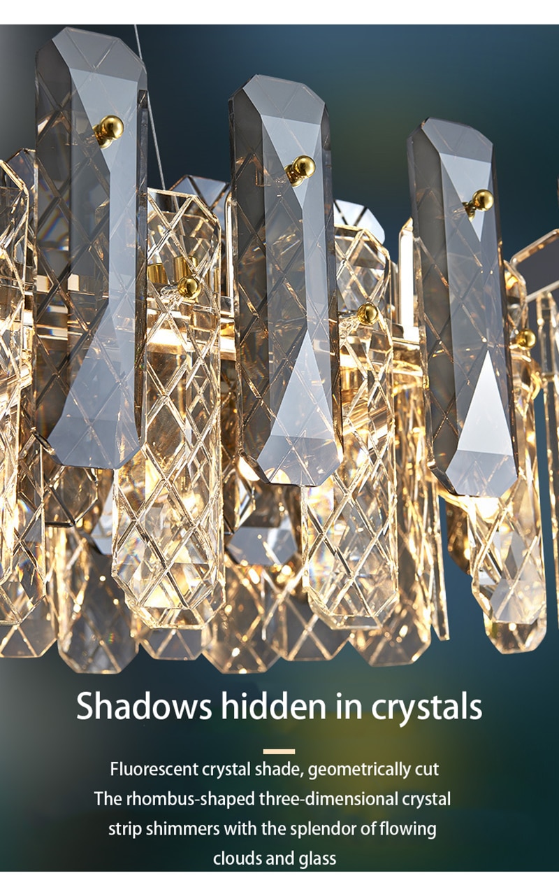 LED Luxury Crystal Chandeliers Lustre Pendant Lights Home Hanging Lighting For Living Dining Room Hotel Decoration Pendant Lamp - Images 3