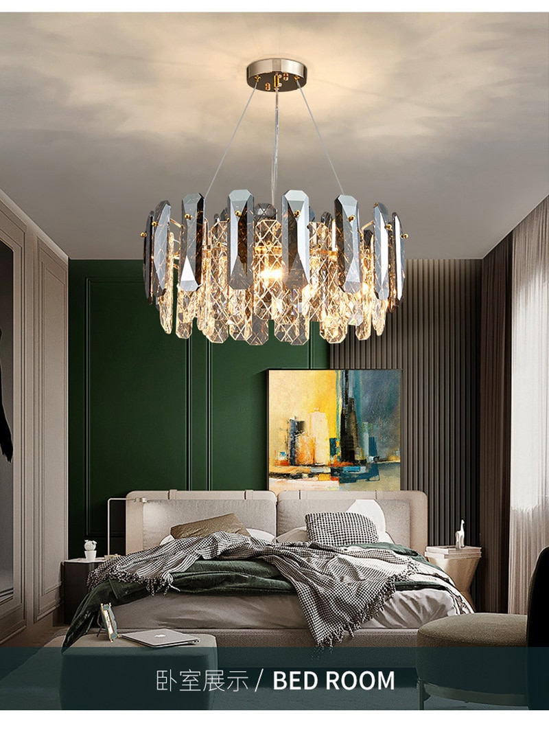 LED Luxury Crystal Chandeliers Lustre Pendant Lights Home Hanging Lighting For Living Dining Room Hotel Decoration Pendant Lamp - Images 7