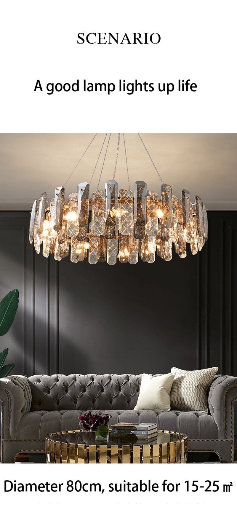 LED Luxury Crystal Chandeliers Lustre Pendant Lights Home Hanging Lighting For Living Dining Room Hotel Decoration Pendant Lamp - Images 8