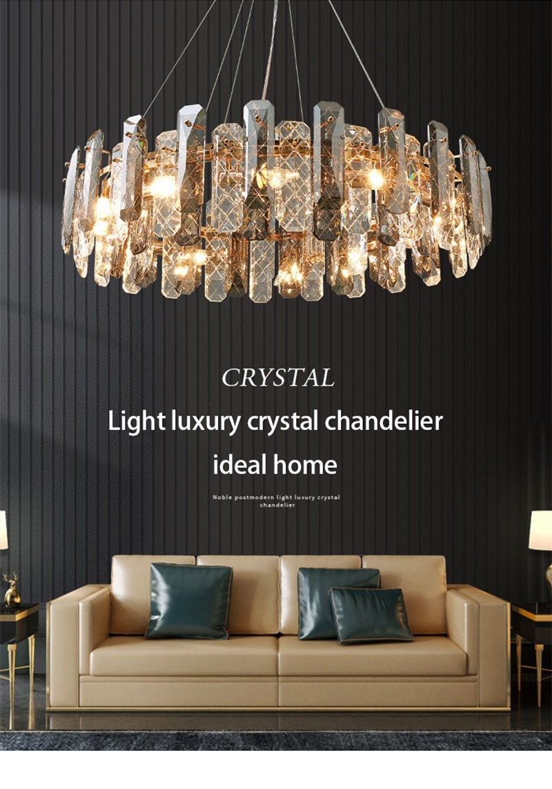 LED Luxury Crystal Chandeliers Lustre Pendant Lights Home Hanging Lighting For Living Dining Room Hotel Decoration Pendant Lamp - Images 1