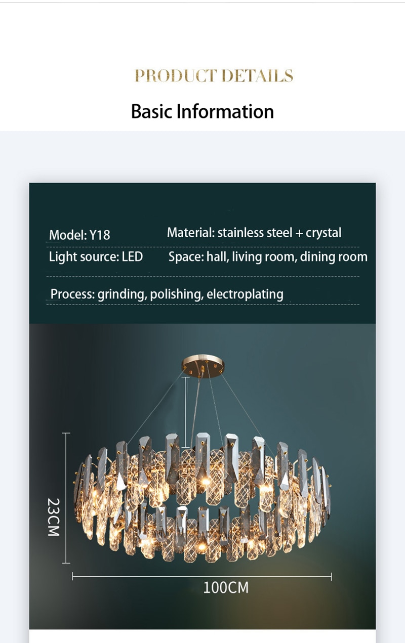 LED Luxury Crystal Chandeliers Lustre Pendant Lights Home Hanging Lighting For Living Dining Room Hotel Decoration Pendant Lamp - Images 14
