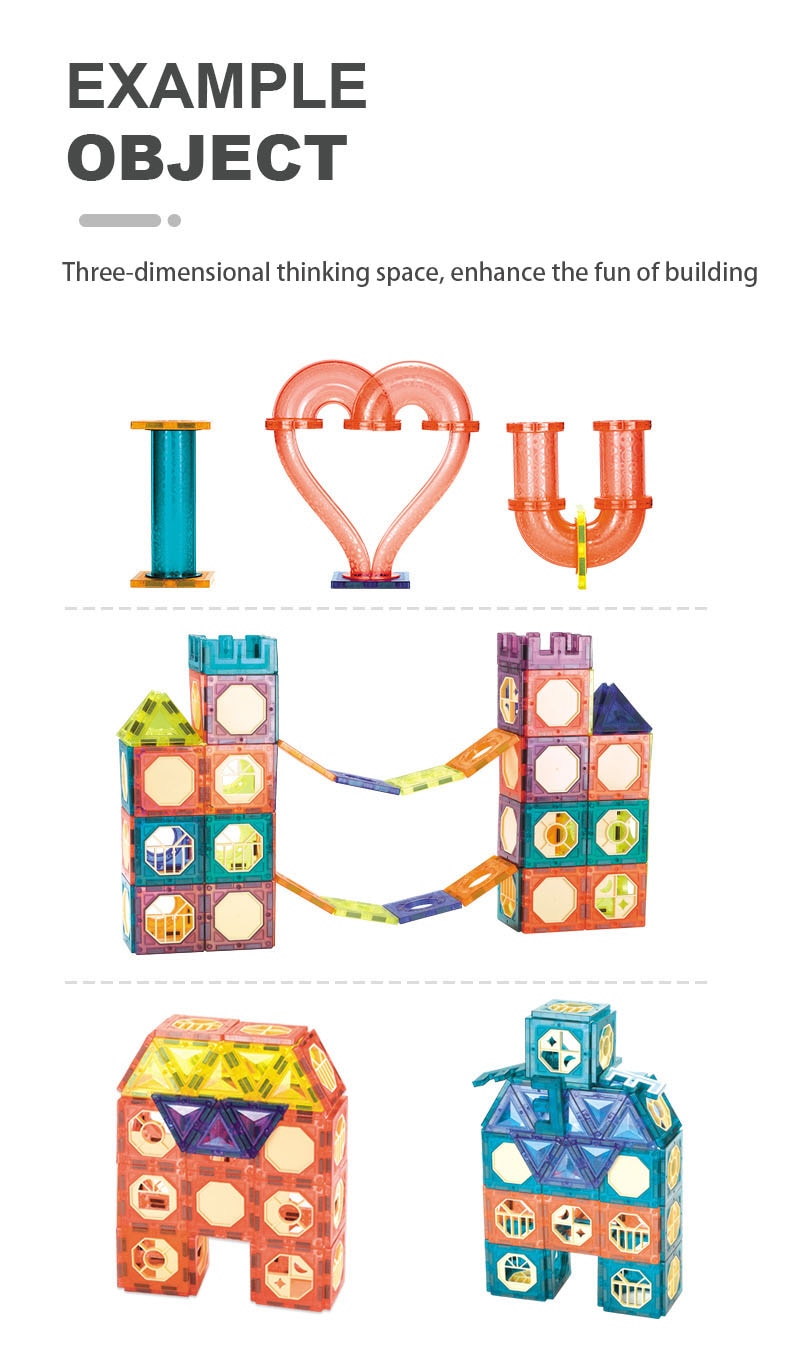 LED Magnetic Blocks Track Building Brick Bead Ball Children Toys Construction Competition Running Pipeline Building Blocks - Images 9