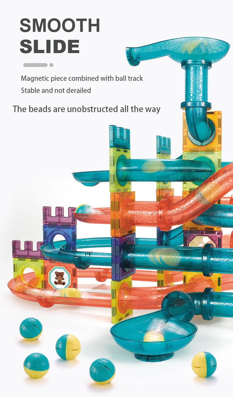 LED Magnetic Blocks Track Building Brick Bead Ball Children Toys Construction Competition Running Pipeline Building Blocks - Images 7