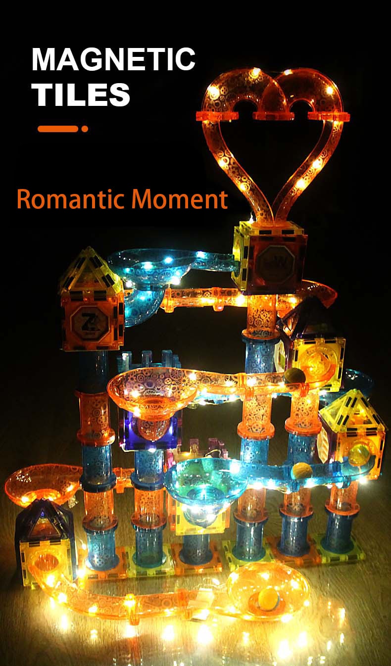 LED 마그네틱 블록 트랙 빌딩 벽돌 구슬 공 어린이 장난감 건설 경쟁 실행 파이프 라인 빌딩 블록 - imaget 11