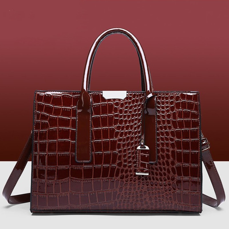 Luxury Handbags Alligator Designer PU Patent Leather Crossbody Bag For Women Tote Retro Ladies Messegner Shoulder Bag Bolsa - Images 17