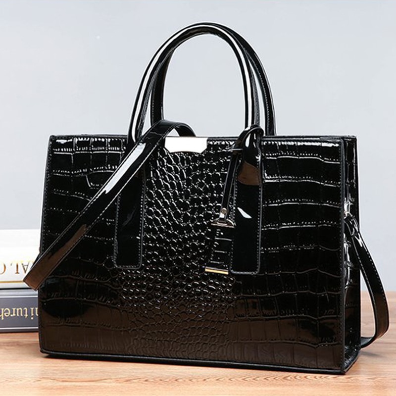 Luxury Handbags Alligator Designer PU Patent Leather Crossbody Bag For Women Tote Retro Ladies Messegner Shoulder Bag Bolsa - Images 11