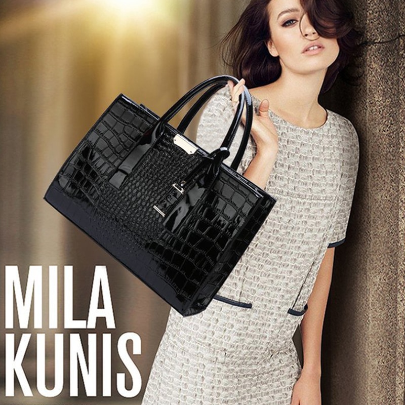 Luxury Handbags Alligator Designer PU Patent Leather Crossbody Bag For Women Tote Retro Ladies Messegner Shoulder Bag Bolsa - Images 8