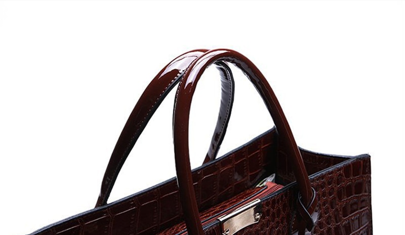 Luxury Handbags Alligator Designer PU Patent Leather Crossbody Bag For Women Tote Retro Ladies Messegner Shoulder Bag Bolsa - Images 23