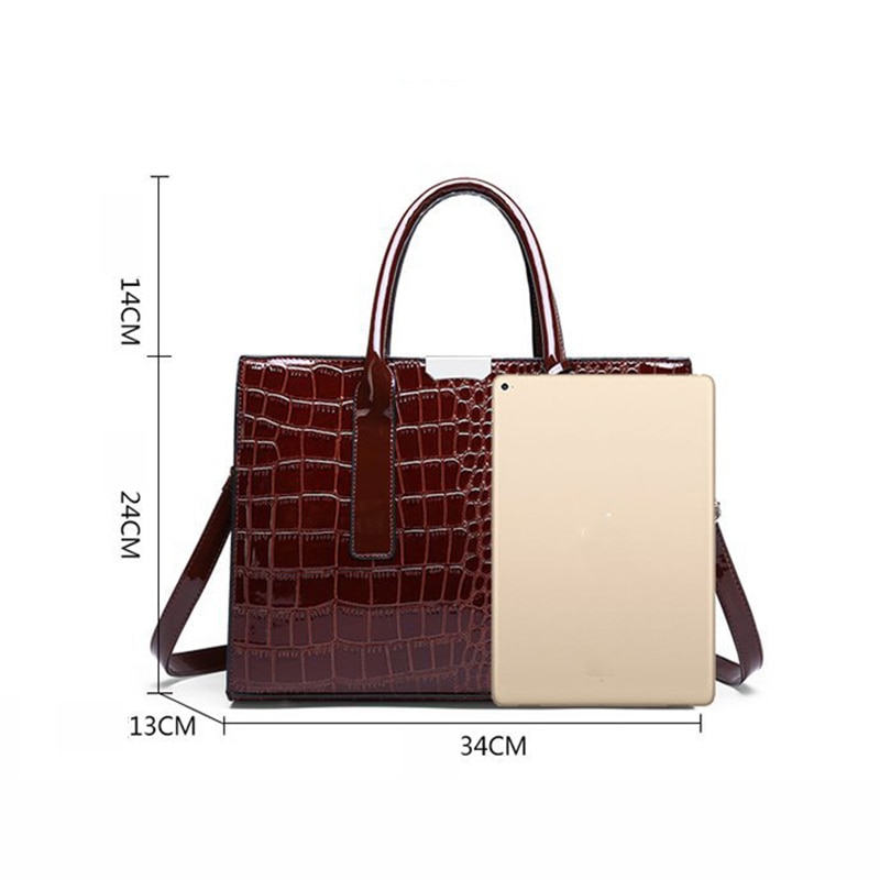 Luxury Handbags Alligator Designer PU Patent Leather Crossbody Bag For Women Tote Retro Ladies Messegner Shoulder Bag Bolsa - Images 26