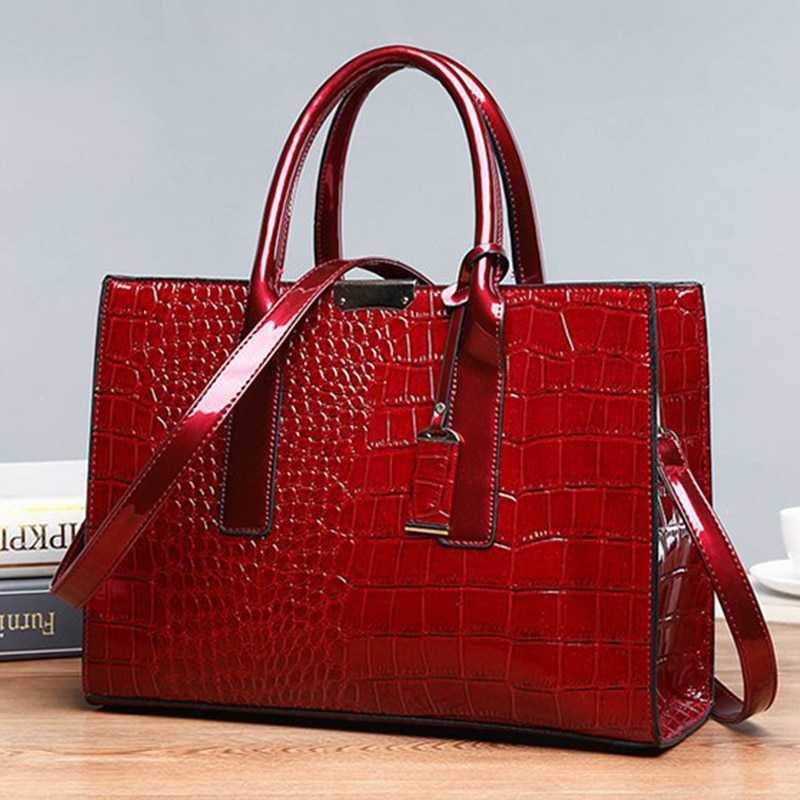 Luxury Handbags Alligator Designer PU Patent Leather Crossbody Bag For Women Tote Retro Ladies Messegner Shoulder Bag Bolsa - Images 14