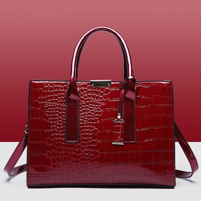 Luxury Handbags Alligator Designer PU Patent Leather Crossbody Bag For Women Tote Retro Ladies Messegner Shoulder Bag Bolsa - Images 15