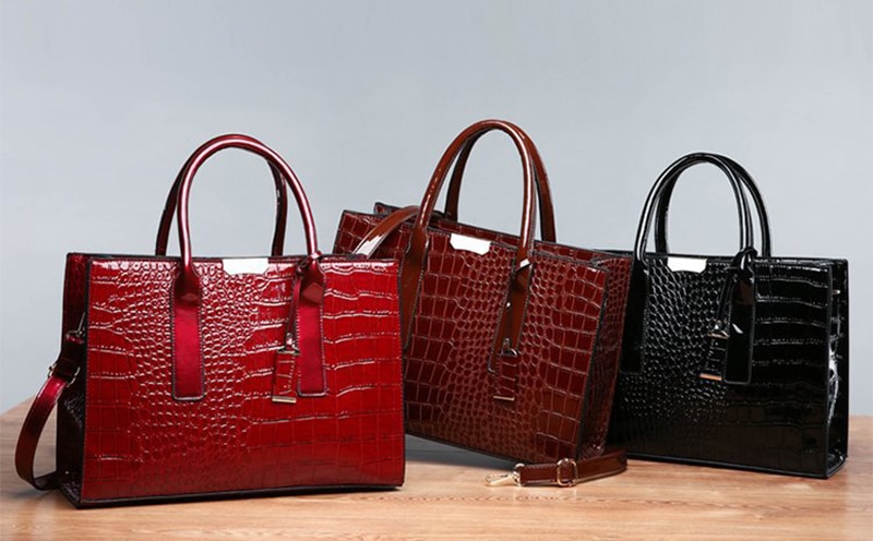 Luxury Handbags Alligator Designer PU Patent Leather Crossbody Bag For Women Tote Retro Ladies Messegner Shoulder Bag Bolsa - Images 10