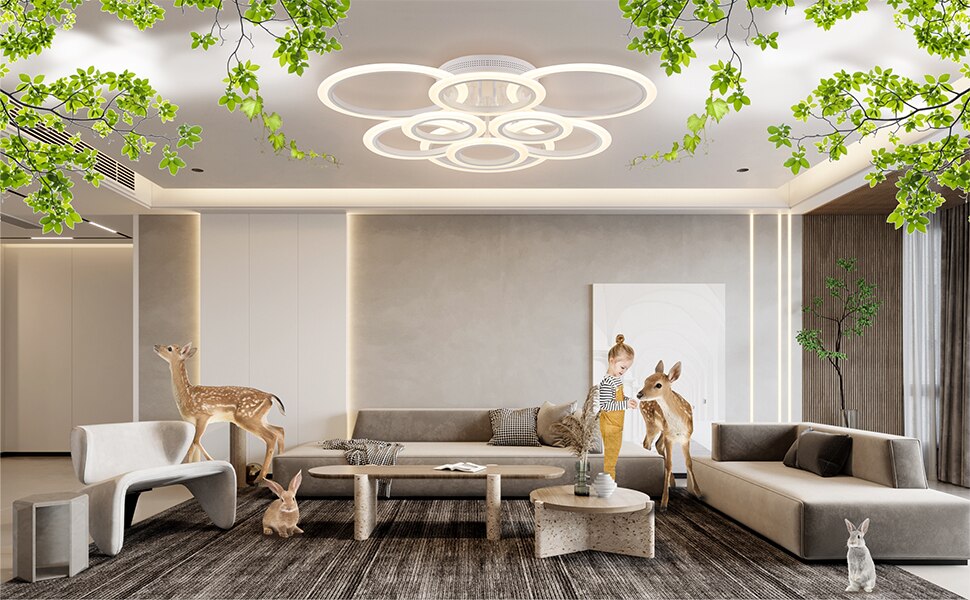 Modern Led Ceiling Light Fixture Smart Remote Stepless Dimming Chandelier 120W Ceiling Lamp for Living Room Bedroom Dining Room - Images 14