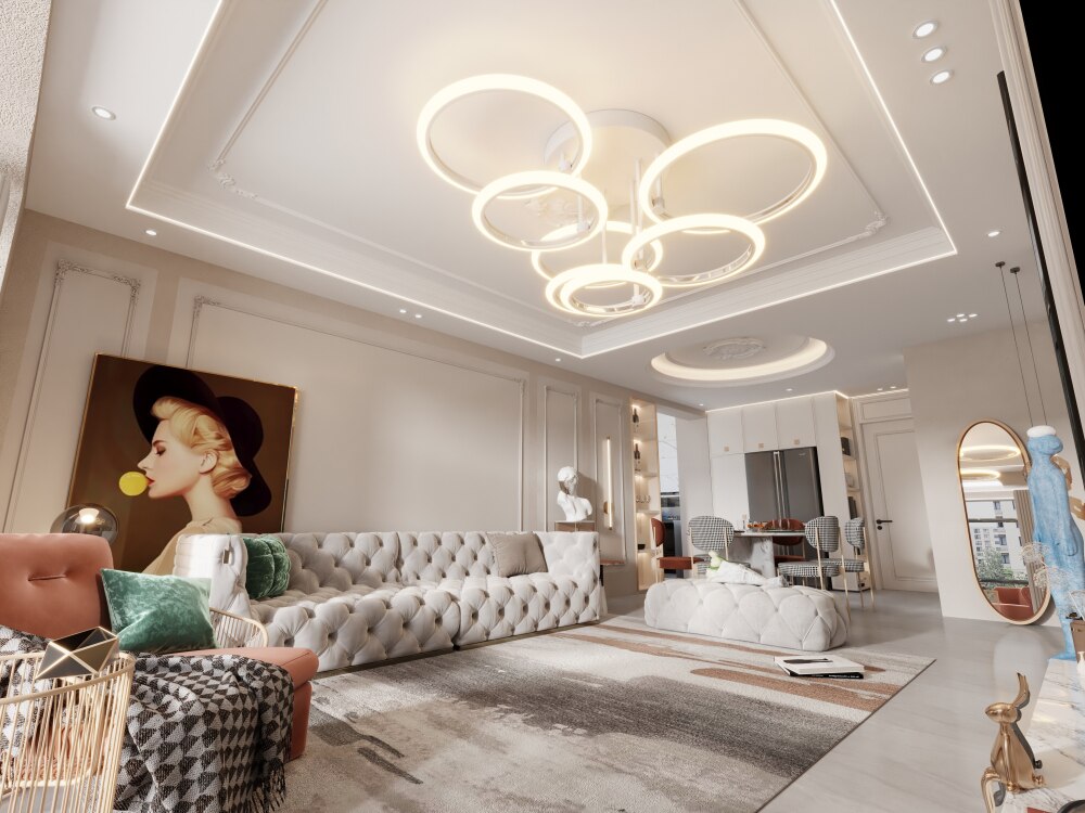 Modern Led Ceiling Light Fixture Smart Remote Stepless Dimming Chandelier 120W Ceiling Lamp for Living Room Bedroom Dining Room - Images 1